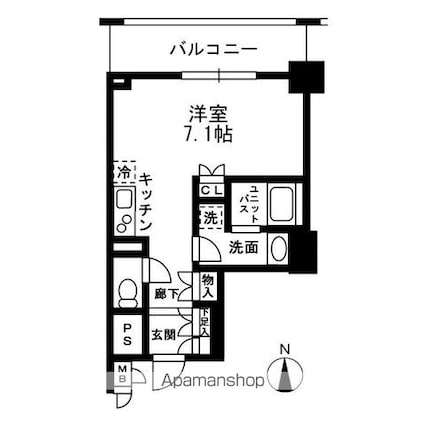 レジディア中落合Ａ棟[1R/26.18m2]の間取図