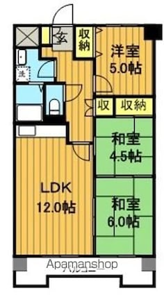 福島県郡山市本町１丁目[3LDK/64.8m2]の間取図