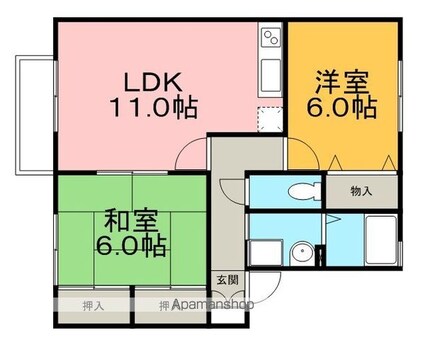 リシェスＭ　Ｂ棟[2LDK/55.44m2]の間取図
