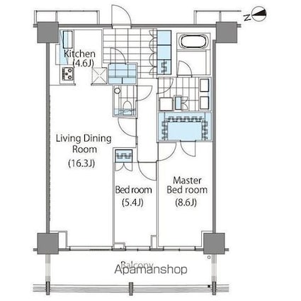 コンフォリア新宿イーストサイドタワー[2LDK/85.04m2]の間取図