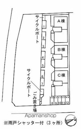 Ｙ’ｓ　ＥＢＡ　Ａ棟[2LDK/58.1m2]の配置図