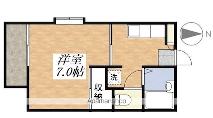 東京都国立市西２丁目[1K/23.7m2]の間取図