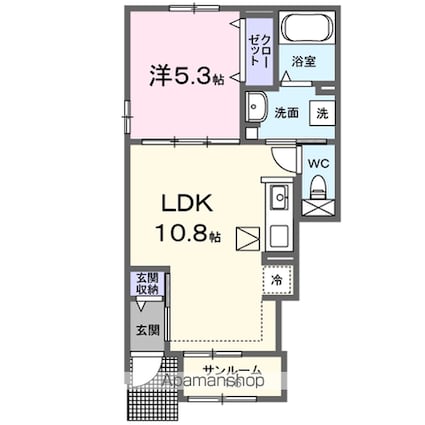 レジデンスＴ・ＮＯＲＴＨ[1LDK/40.02m2]の間取図