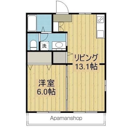 フォブール一色Ⅲ[1LDK/39.74m2]の間取図