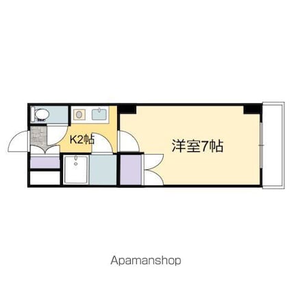 広島県広島市中区東白島町[1K/20m2]の間取図