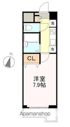 サンヴァーリオ小松島[1K/24.75m2]の間取図