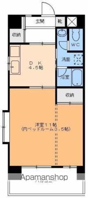 パークハイツ千舟[1DK/37.29m2]の間取図
