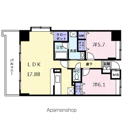 パーシモンフィールド[2LDK/63.69m2]の間取図