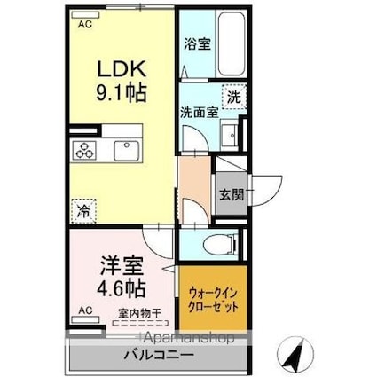 ＤーｒｏｏｍＣＶＩＩ[1LDK/37.92m2]の間取図