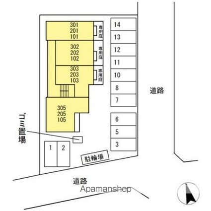 ハピネス２[1R/33.67m2]の配置図