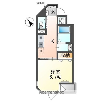 ラヴァリエ[1K/26.43m2]の間取図