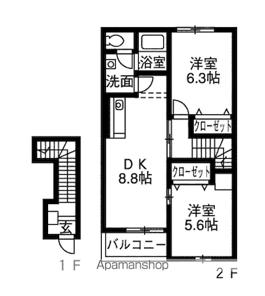 イースト　スクエア　Ａ[2DK/51.67m2]の間取図