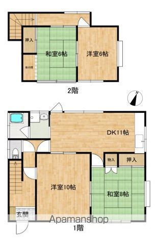 広島電鉄白島線 白島駅 徒歩17分 2階建 築49年の間取り写真