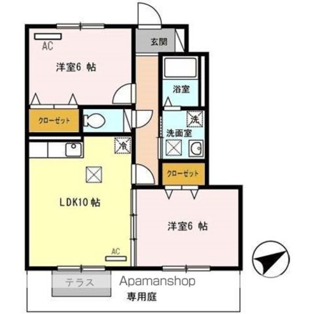 和歌山県和歌山市松島[2LDK/54.21m2]の間取図