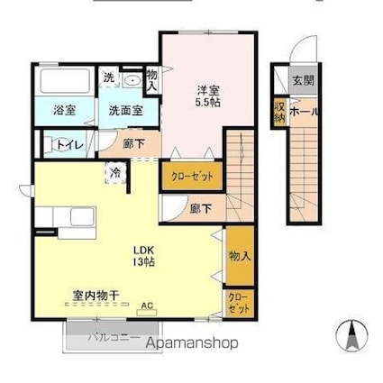 グレースコート[1LDK/54.49m2]の間取図