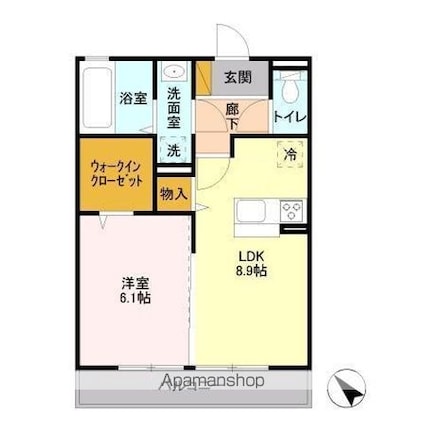 グロリアス[1LDK/40.18m2]の間取図