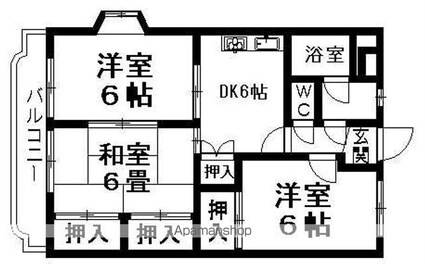 ユーミーＡＯＫＩ　Ａ棟[3DK/56.85m2]の間取図