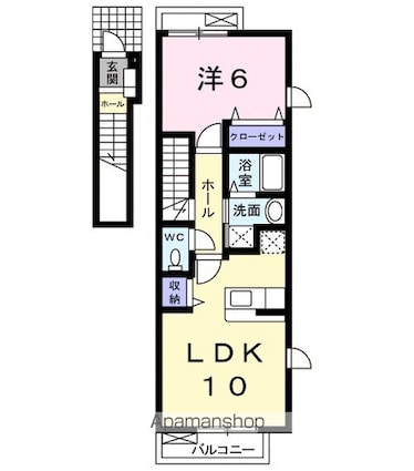 メゾンドサンセールＣ[1LDK/42.37m2]の間取図