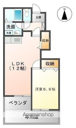 香川県高松市太田下町[1LDK/44.96m2]の間取図