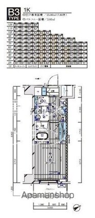 メインステージ水天宮前[1K/25.8m2]の間取図