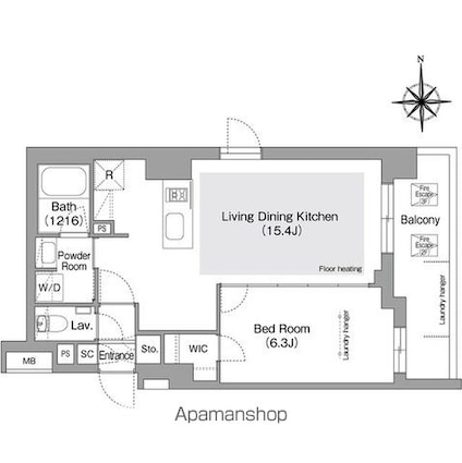 コンフォリア・リヴ文京護国寺[1LDK/46.69m2]の間取図