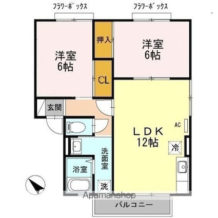 ドミール貴幸　Ａ棟[2LDK/55.41m2]の間取図