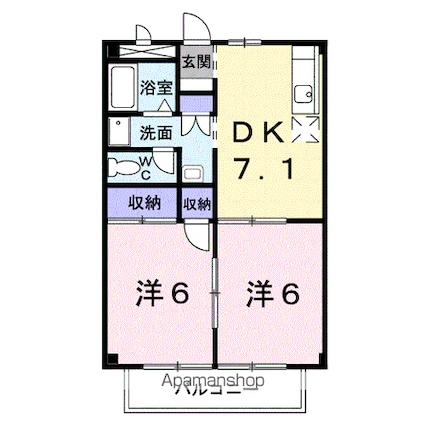 レジデンス濱田Ⅰ[2DK/44.71m2]の間取図
