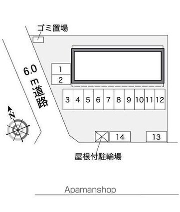 レオパレス清明３[1K/23.61m2]の配置図