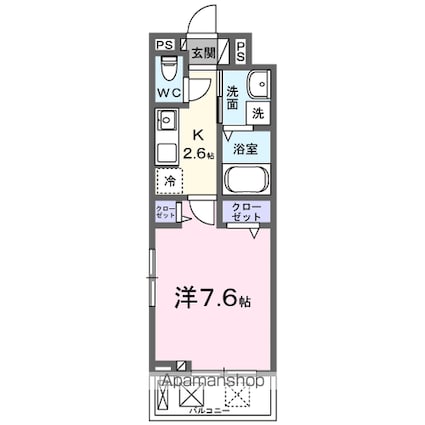 ヒカルサつくば花畑[1K/27.02m2]の間取図