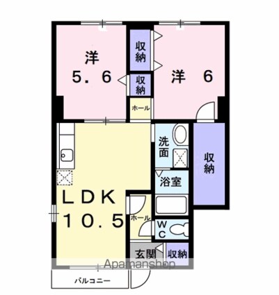 アヴニールⅢ[2LDK/54.86m2]の間取図