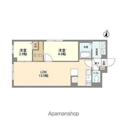 ウェルスクエア西新宿五丁目[2LDK/44.37m2]の間取図