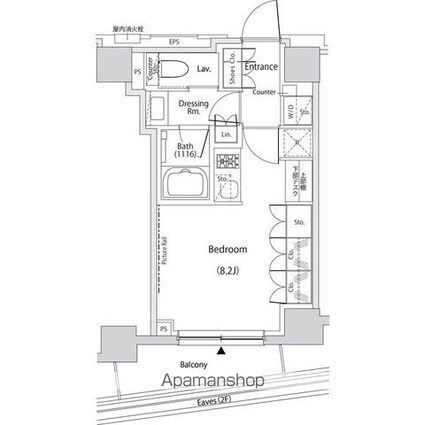 ザ・パークハビオ文京目白台プレイス[1R/25.69m2]の間取図