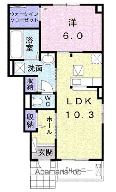 コンフォート・グレイスⅠ[1LDK/44.21m2]の間取図