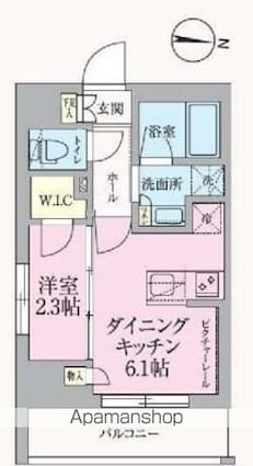 東京都杉並区高円寺北２丁目[1DK/25.74m2]の間取図