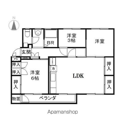 長野県長野市伊勢宮１丁目[3LDK/58.63m2]の間取図