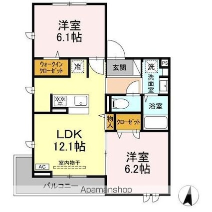 サウスヒルズ世田谷[2LDK/54.01m2]の間取図