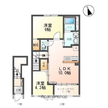 メゾンアーバンライフＢ[2LDK/53.9m2]の間取図