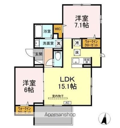 サウスヒルズ世田谷[2LDK/61.59m2]の間取図