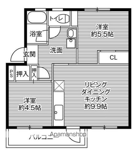 ビレッジハウス鳴滝２１号棟の間取り