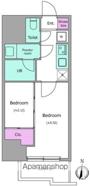 ドゥーエ亀戸Ⅲ[2K/25.4m2]の間取図