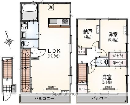 東京都杉並区堀ノ内３丁目[2SLDK/86.91m2]の間取図