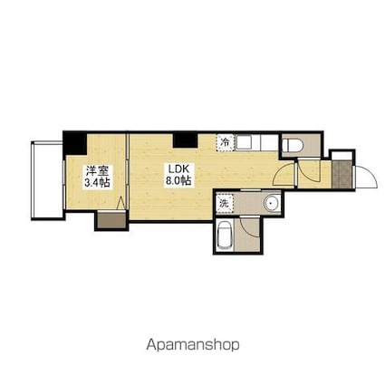 月光住吉町[1LDK/27.89m2]の間取図