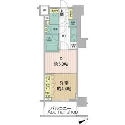 日神デュオステージ板橋駅前[1DK/31.62m2]の間取図