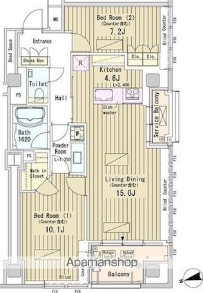 パークアクシス御成門[2LDK/82.07m2]の間取図