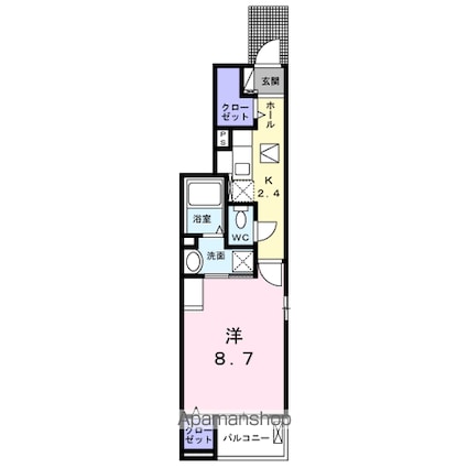 プラバーⅡ[1K/32.25m2]の間取図