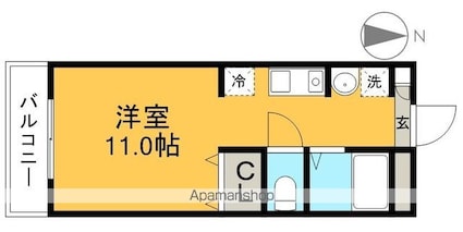フィットハイム比島[1R/21m2]の間取図