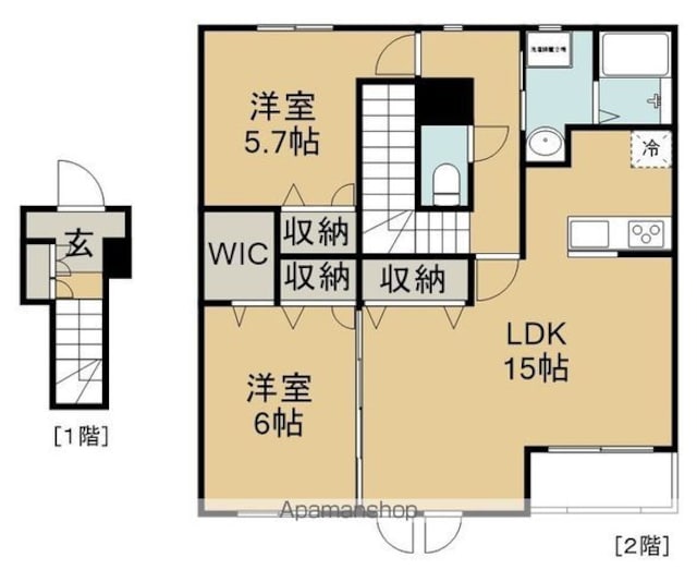 ｅｓｔ８[2LDK/68.61m2]の間取図