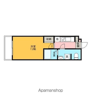 エコロジー都立大学レジデンス[1K/22.04m2]の間取図