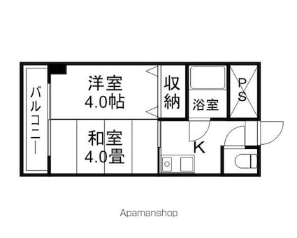 長野県長野市大字南長野南石堂町[2K/26.23m2]の間取図