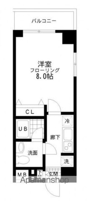 レジディア桜上水[1K/25.04m2]の間取図
